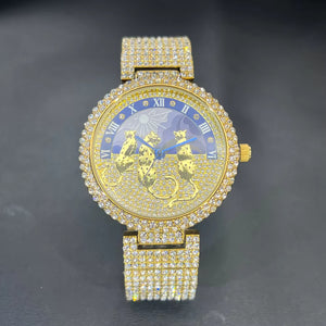 Gilded Dial Leopard-Head Women's Bracelet Watch