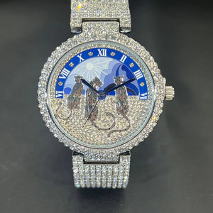 Gilded Dial Leopard-Head Women's Bracelet Watch