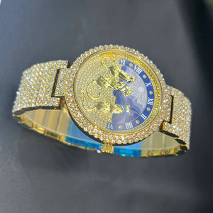 Gilded Dial Leopard-Head Women's Bracelet Watch